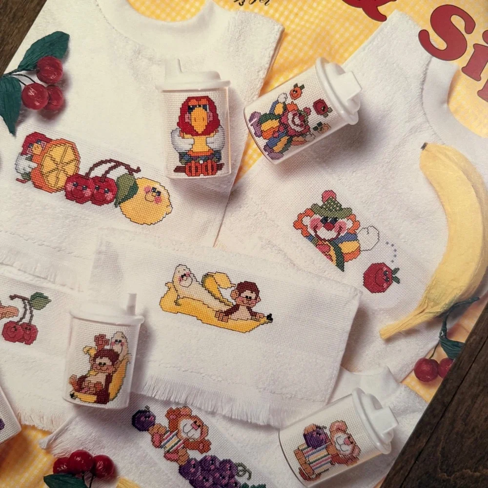 Vintage Baby Bib Cross Stitch Bundle Leisure Arts Baby Cover-Ups Bibs &‎ Sips